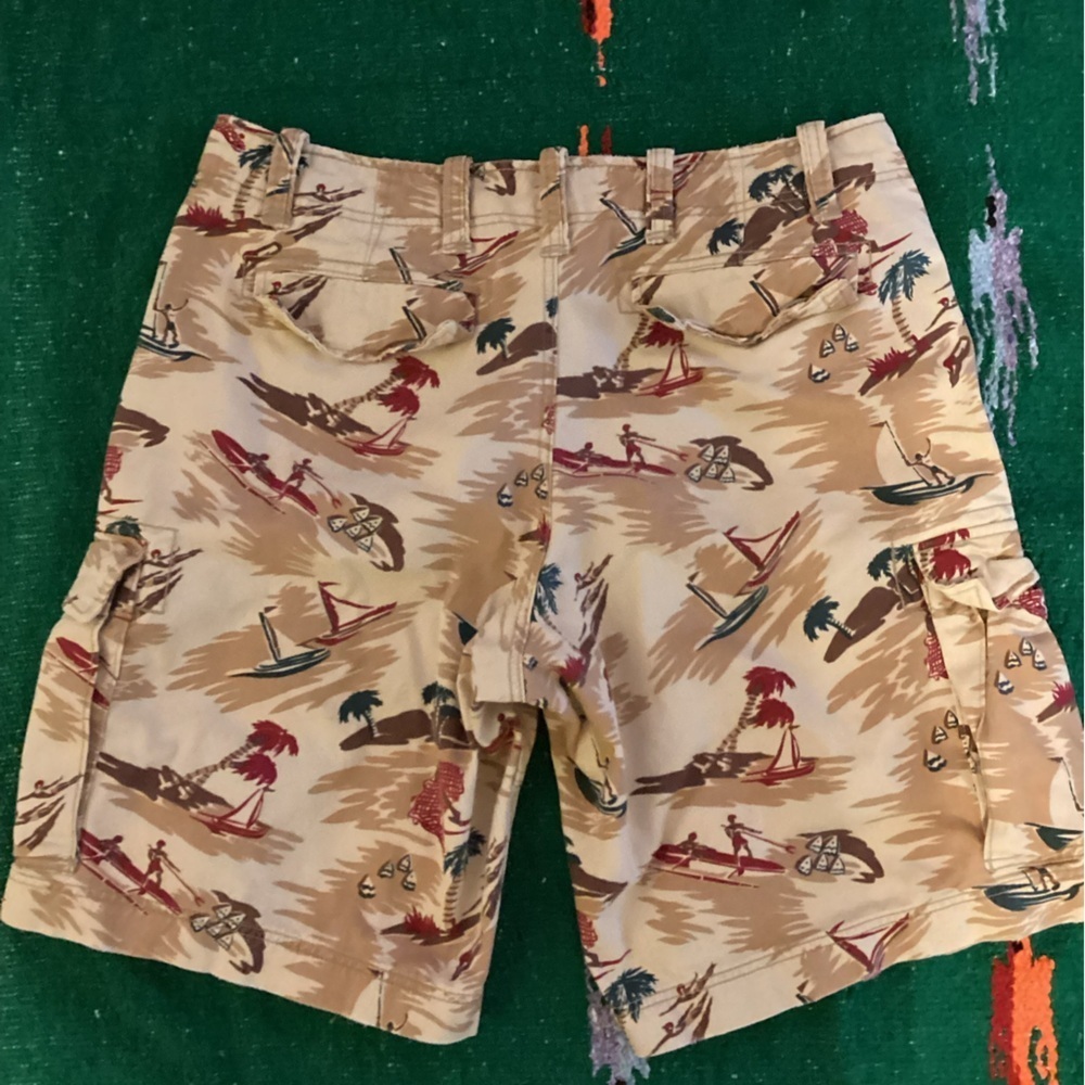 Ralph Lauren Denim & Supply Mens Cargo Shorts Tropical Boats  Palm Trees Size 38 - Picture 2 of 3